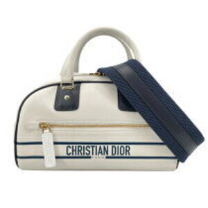 Christian Dior Vibe Bowling Bag White Leather Shoulder